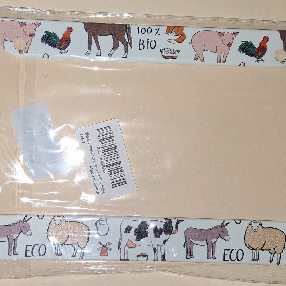 liscense plate cover farm animals pig rooster cow donkey sheep cat chicken duck